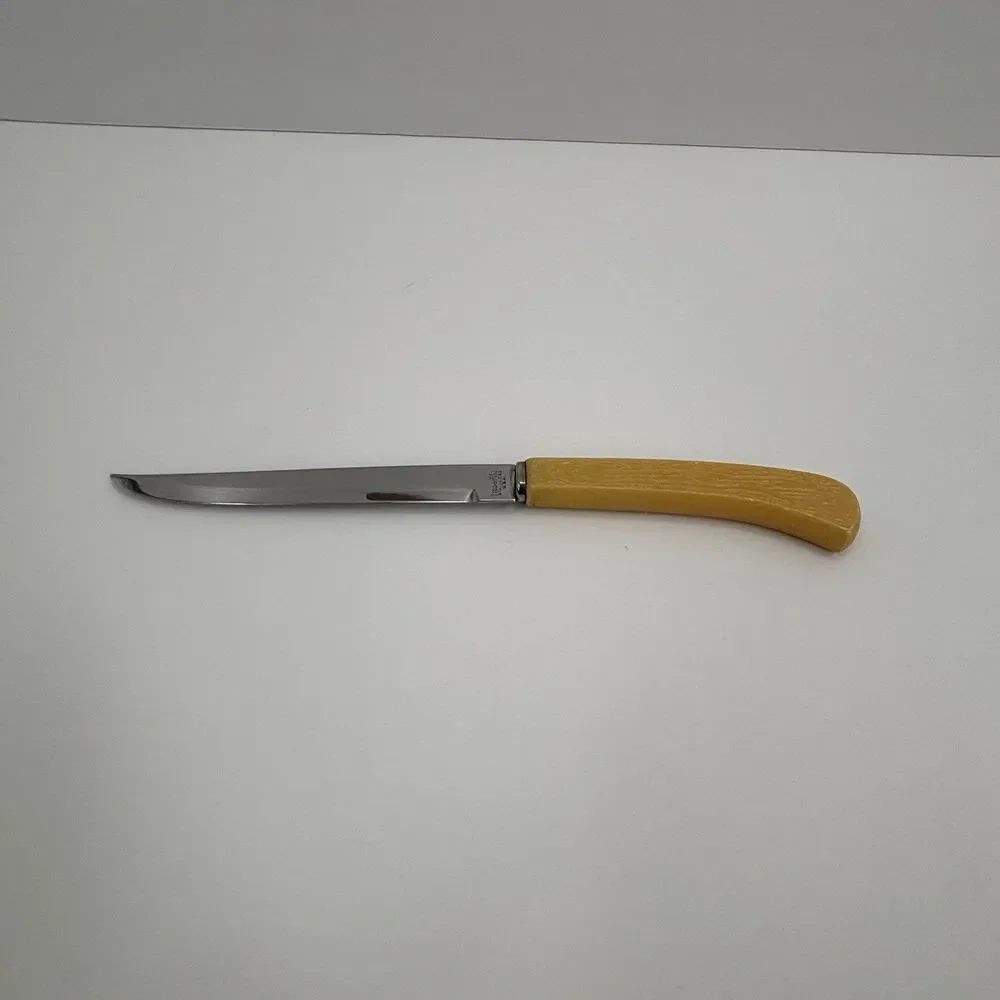 Imperial Vtg. Stainless USA Straight Edge Steak Knives Textured Bone Look Handle